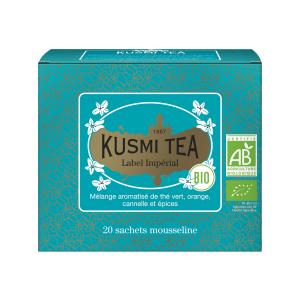 Imperial Label 20 Muslin Tea Bags | Organic Flavored Blend of Green Tea Orange and Spices | Kusmi Tea