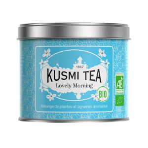 Lovely Morning Tea 100g | Organic Flavored Blend of Green Tea Yerba Mate Guarana and Citrus | Kusmi Tea